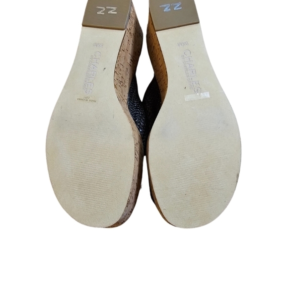 CHARLES BY CHARLES DAVID BASKET WOVEN SYNTHETIC WEDGE SANDAL 9.5M - Picture 5 of 5